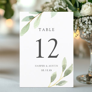 Table Mariage botanique du feuillage vert Numéro de tabl