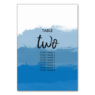 Table Mariage d'aquarelle bleu de plage Numéro de tablea