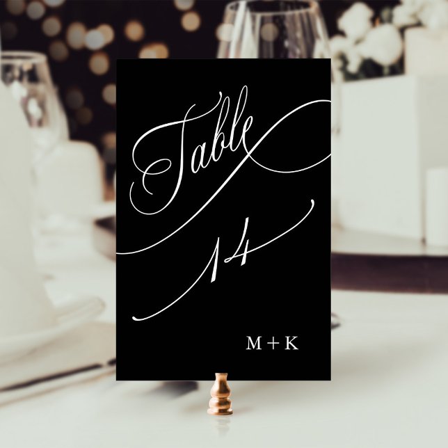 Table Mariage de calligraphie de luxe numéro 14, noir (Créateur téléchargé)