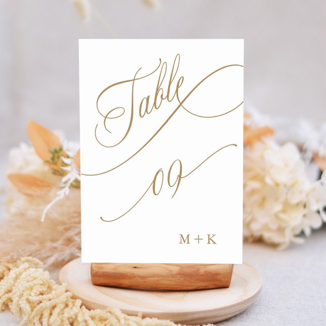 Table Mariage de calligraphie de luxe Or numéro 9, (Créateur téléchargé)