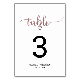 Table Mariage de calligraphie or Rose simple Numéro de t