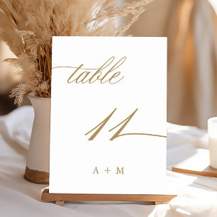 Table Mariage de calligraphie romantique or numéro 11,