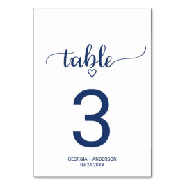 Table Mariage de calligraphie simple bleu marine Numéro