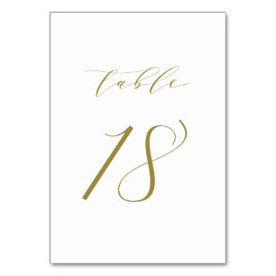 Table Mariage de script minimaliste or Numéro de tableau