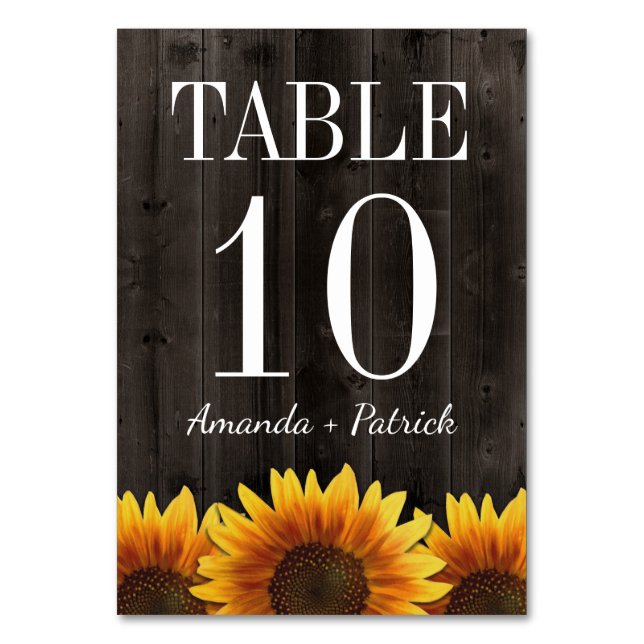 Table Mariage de tournesol en bois rustique Numéro de ta (Par défaut)
