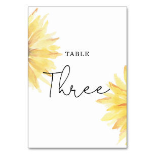 Table Mariage de tournesol Numéro de trois tables