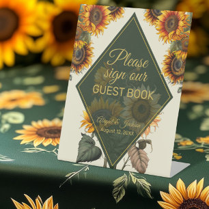 Table Mariage de tournesol signe notre livre d'or