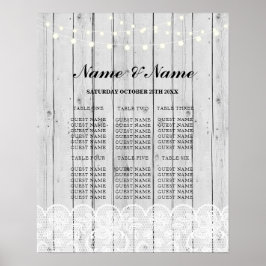 Table Mariage Dentelle rustique Gris Bois Poster S