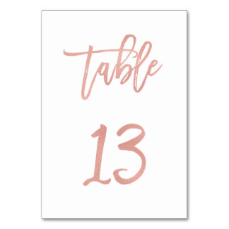 Table Mariage d'or Rose moderne Fairytale Numéro de tabl