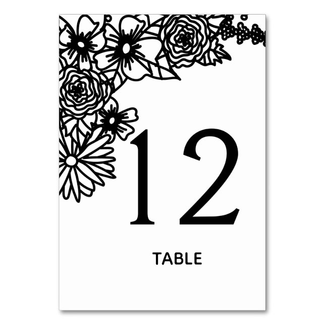 Table Mariage Fleur sauvage noir et blanc Numéro de tabl (Par défaut)