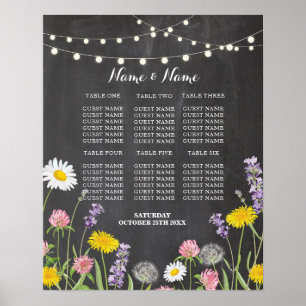 Table Mariage Floral Fleurs sauvages Poster Siège