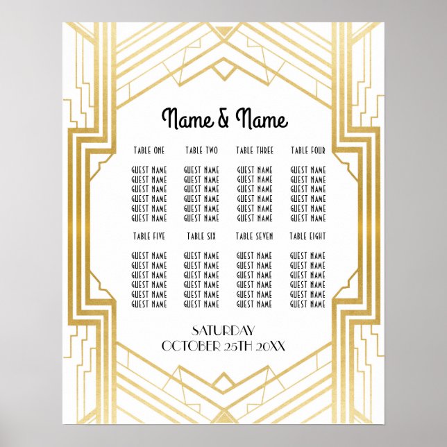 Table Mariage Gatsby Art Déco 1920 Poster Seating (Devant)