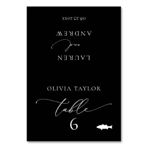 Table Mariage minimaliste noir de poisson Numéro de tabl