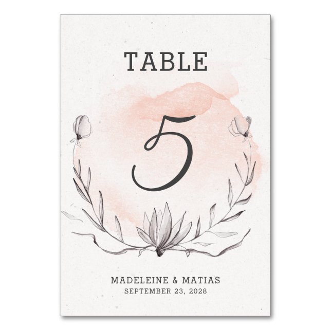 Table Mariage romantique pêche & gris floral numéro de t (Par défaut)