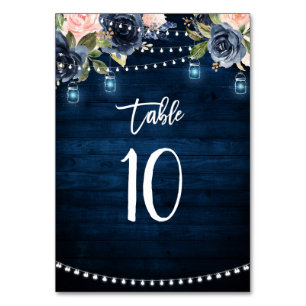 Table Marine Blue Blush Floral String Lights Numéro de t