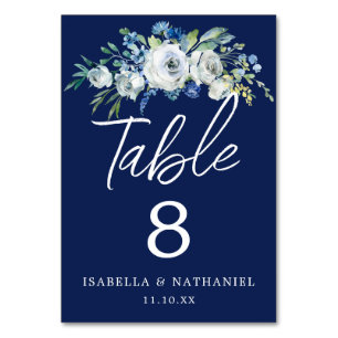 Table Marine Blue Floral Chic Winter Wedding Numéro de t