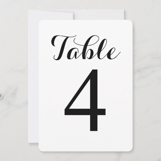 Table moderne de script 4 | Carte de numéros de ta (Devant)