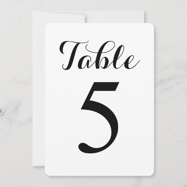 Table moderne de script 5 | Carte de numéros de ta (Devant)