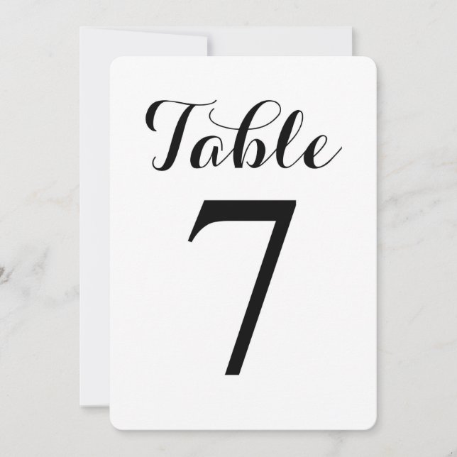 Table moderne de script 7 | Carte de numéros de ta (Devant)