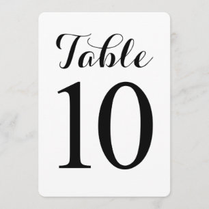 Table moderne numéro 10 Carte numéros de table