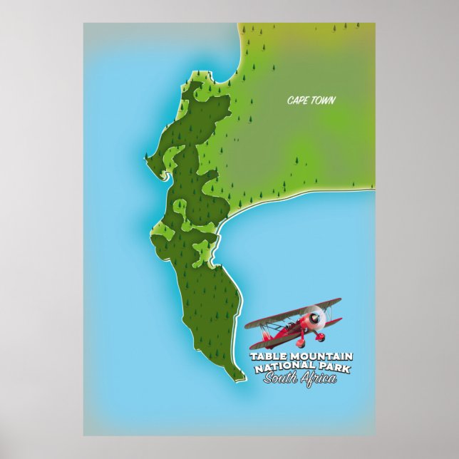 Table Mountain National Park Südafrika Karte Poster (Vorne)