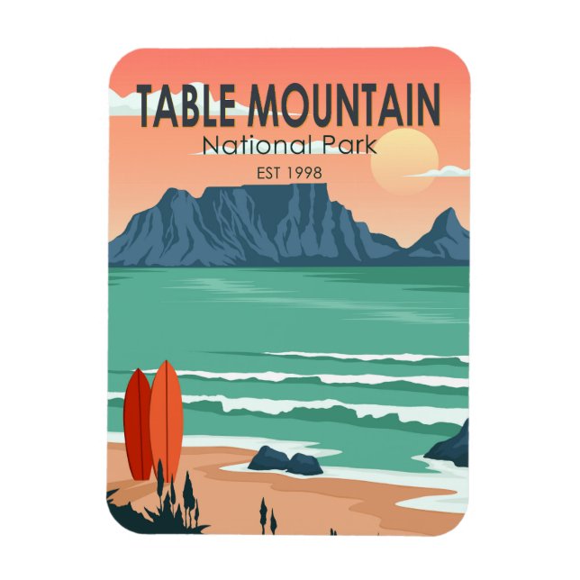 Table Mountain Nationalpark Südafrika Vintag Magnet (Vertikal)