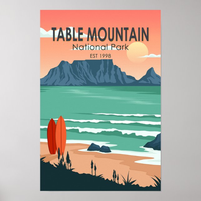 Table Mountain Nationalpark Südafrika Vintag Poster (Vorne)