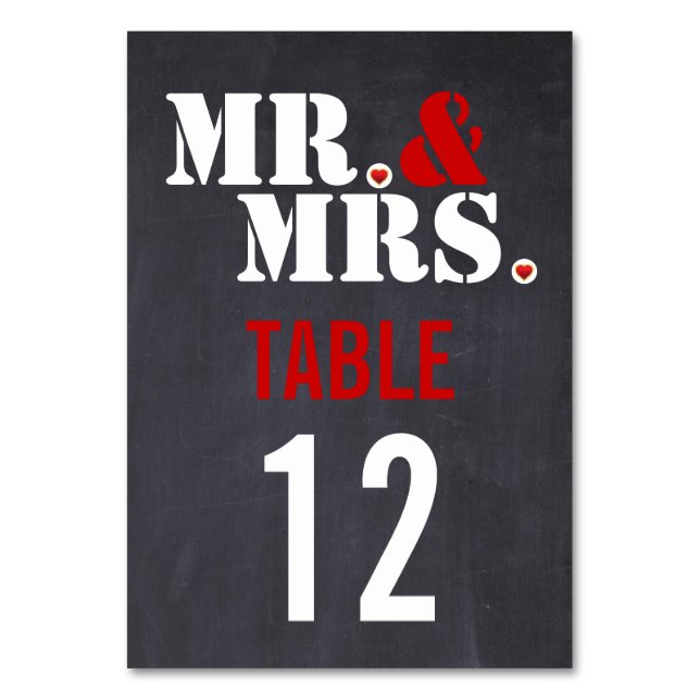 Table Mr & Mrs mariage de typographie moderne numéro de  (Par défaut)