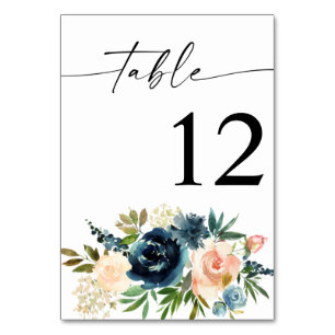 Table Navy, Dusty Blue & Pink Floral Numéro de tableau