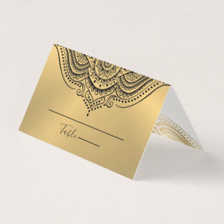 Table No. Place Card Ornate Gold Mandala Visitenkarten