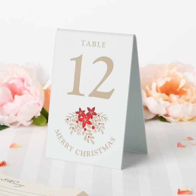 Table Number Christmas Holly Branches Poinsettias Tischaufsteller (In Situ (Hochzeit))