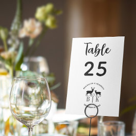 Table Number Deer Monogram Rustic Country Wedding