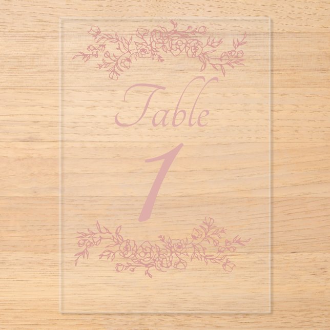 Table Number Simple Minimalist Clear Acryleinladungen (Vorderseite)
