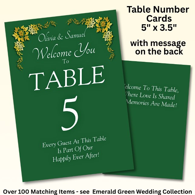 Table Number - with Welcome Message  Emerald Green Tischnummer (Von Creator hochgeladen)