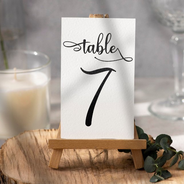 Table Numéro de tableau 3.5x5 simple signe noir | Tablea (Table 7 black and white)