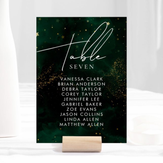 Table Numéro de tableau Aquarelle foncée Vert Magique Or (Créateur téléchargé)