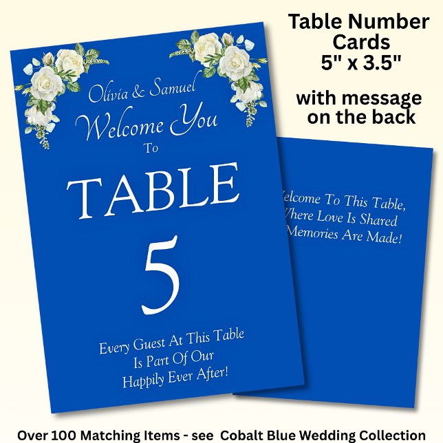 Table Numéro de tableau - avec message de bienvenue bleu (Créateur téléchargé)