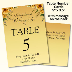 Table Numéro de tableau - avec message de bienvenue Fleu