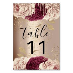 Table Numéro de tableau Drivers Florals Rose Marsala Bur