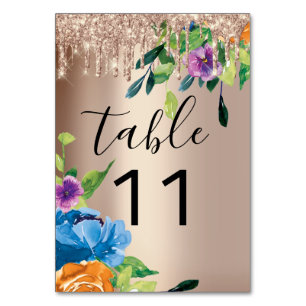 Table Numéro de tableau Drives Florals Rose Mariage de l