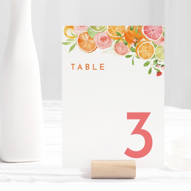 Table Numéro de tableau du Mariage d'aquarelle Citrus (Créateur téléchargé)