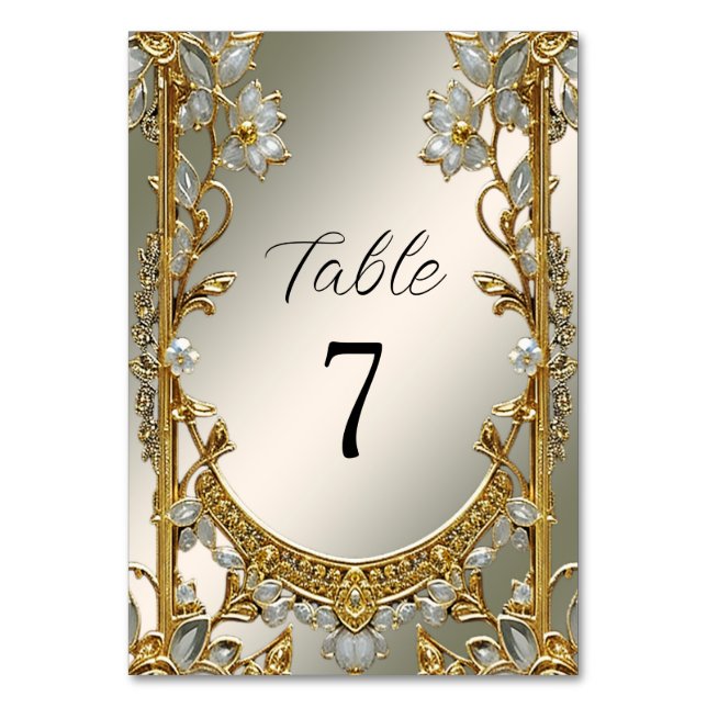 Table Numéro de tableau Floral Blanc Orné Or (Par défaut)