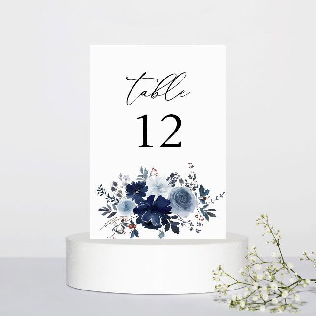 Table Numéro de tableau Floral Blue & Navy (Créateur téléchargé)