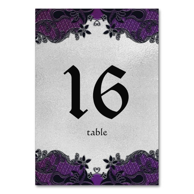 Table Numéro de tableau Floral noir et pourpre (Par défaut)