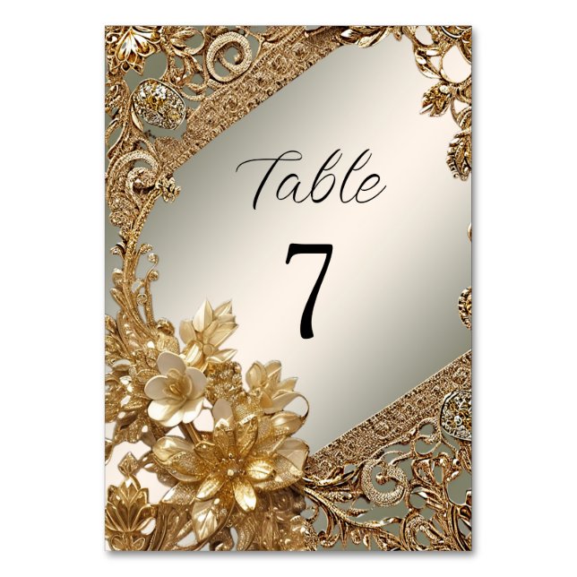 Table Numéro de tableau Floral Ornate Or moderne (Par défaut)