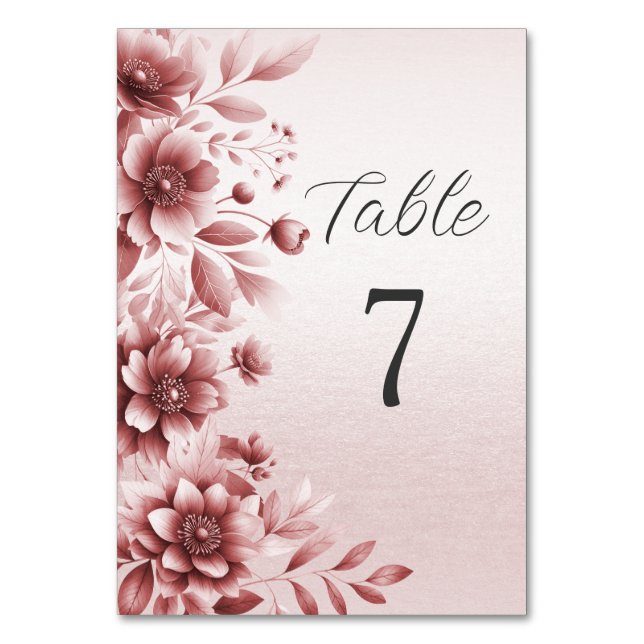 Table Numéro de tableau Floral Rose Dusty (Par défaut)