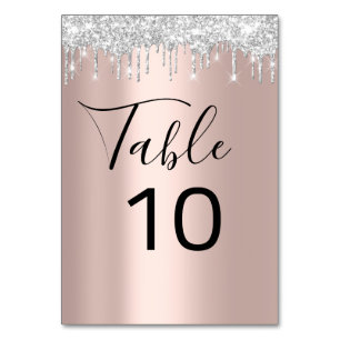 Table Numéro de tableau Lecteurs d'argent gris noir Rose