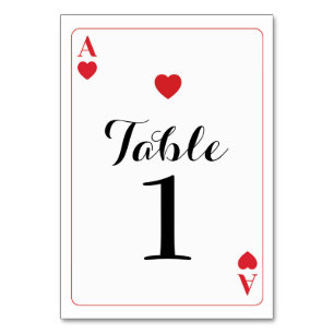 Table Numéro de tableau Mariage As of Hearts Jouer des c