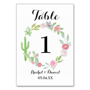 Table Numéro de tableau Mariage Cactus Wreath Fiesta Mex