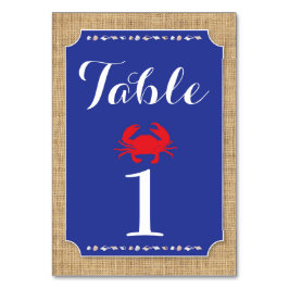 Table Numéro de tableau Mariage Crab Boil Beach Burlap